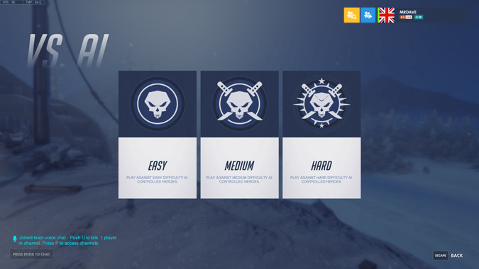 Changing difficulty in Overwatch